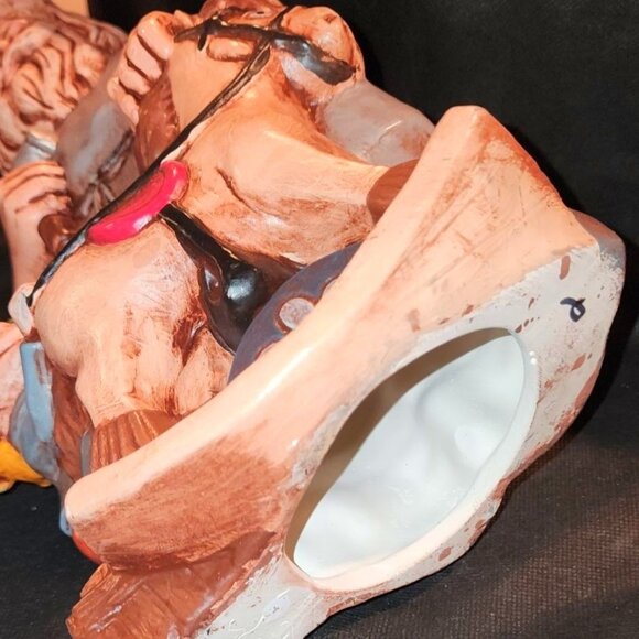 Handcrafted Santa With Elf Rocking Horse Figurine Vintage Ceramic - Picture 9 of 10